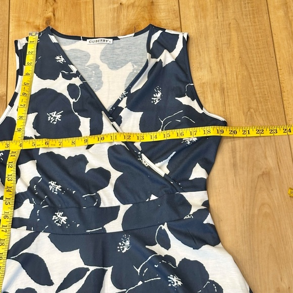 Guberry Wrap V-Neck Sleeveless Pullover Sundress Cover-Up Floral Blue & White XL - Picture 5 of 11